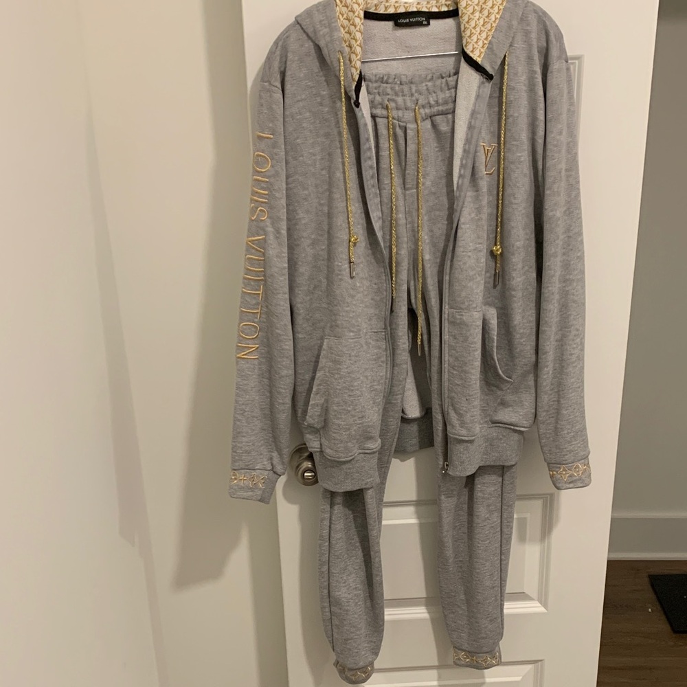 Louis Vuitton hooded Gray and Gold Lounge Set